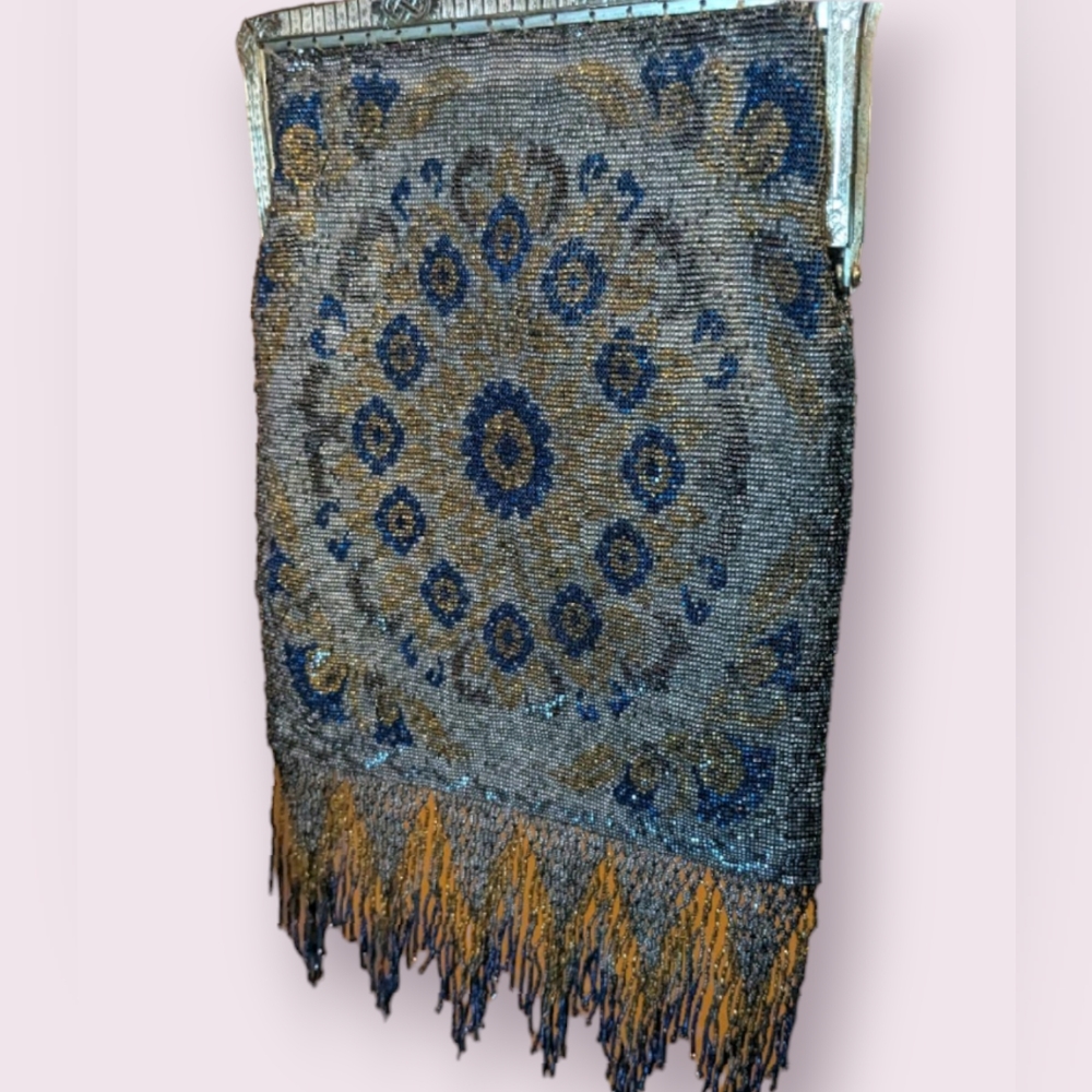 1920's Antique Steel Woven Flapper Gilded Purse